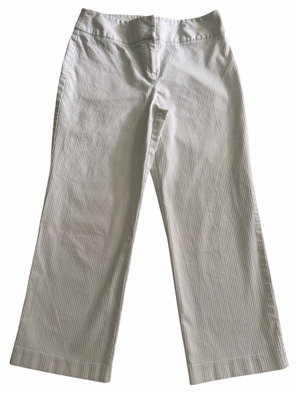 i.e. White Ribbed Cotton Blend Textured Work Party Pants, Size 4P